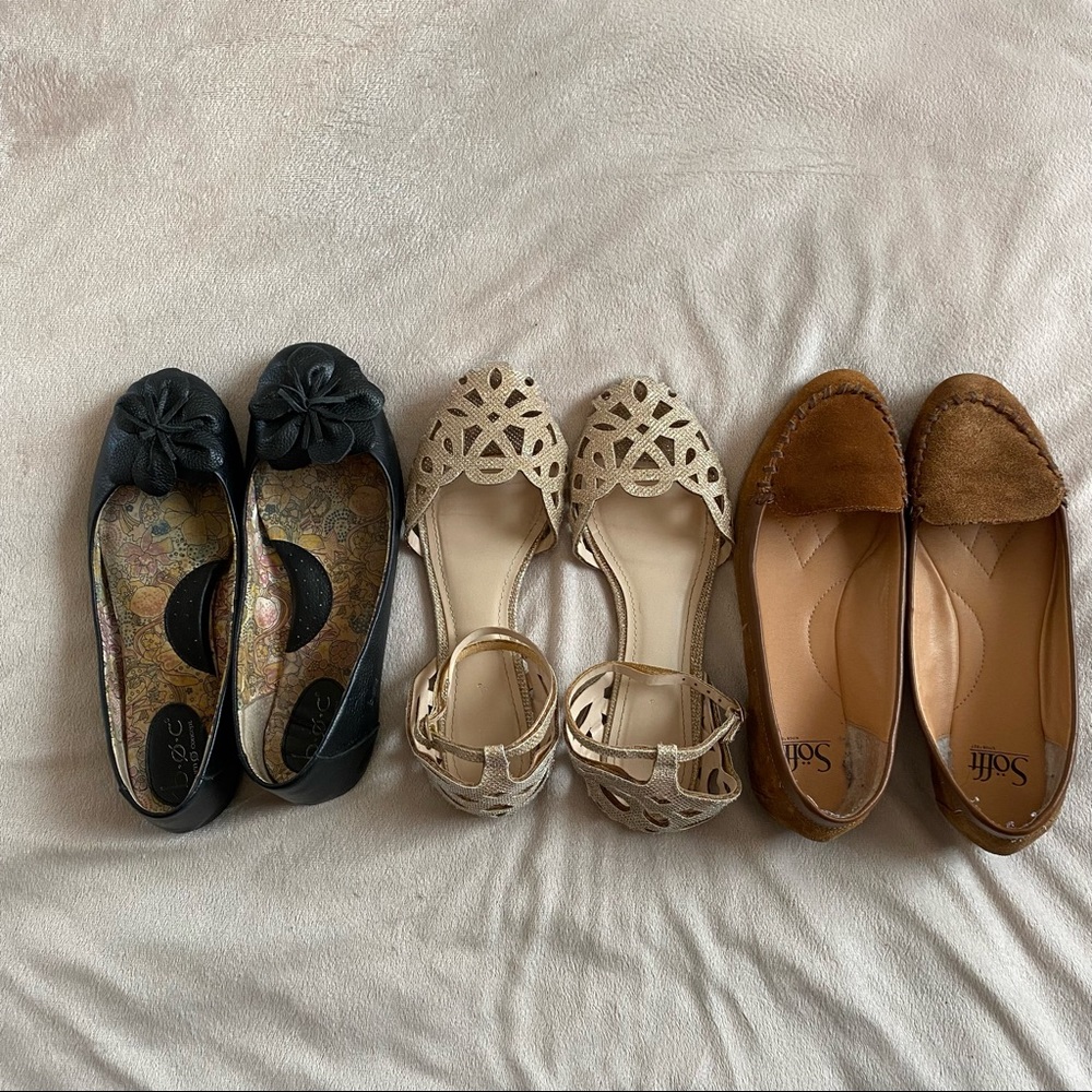 Three size 8.5 flats b.o.c. Dollhouse Sofft